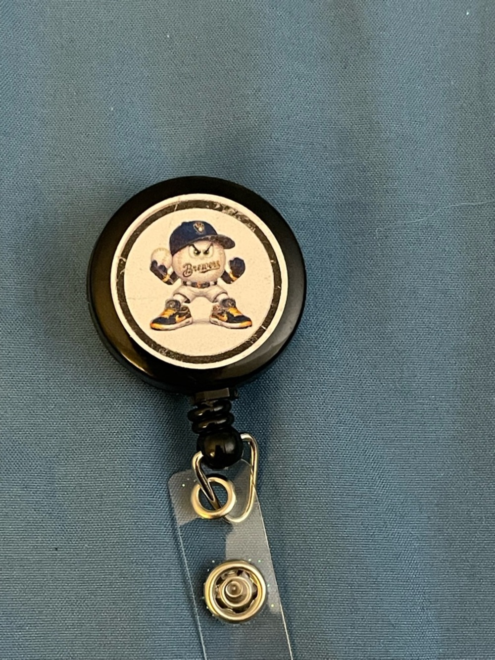 Black Retractable Badge Reel Key & Card Holder with Team Logo